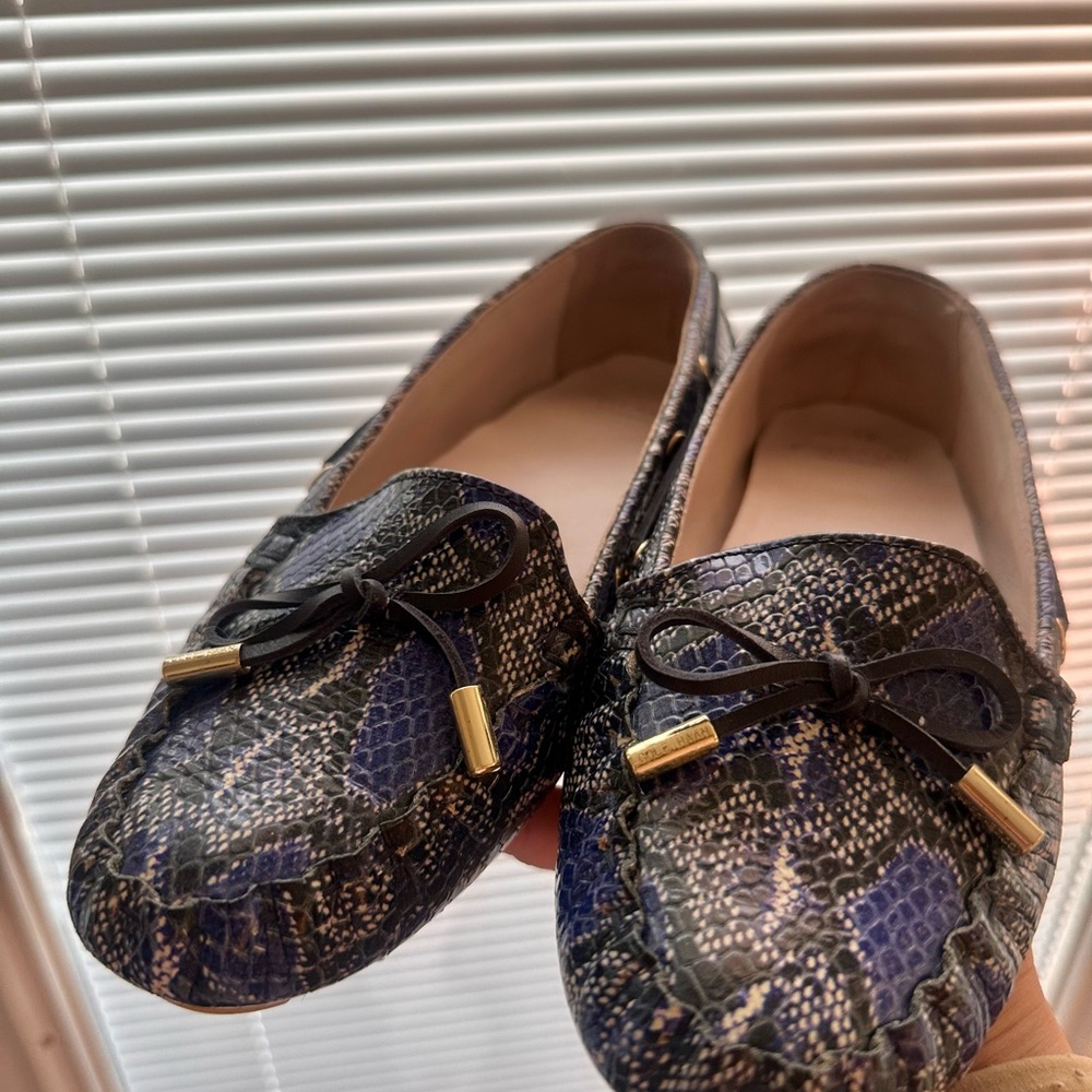 Cole Haan Blue Snake Print Loafers Size 6.5